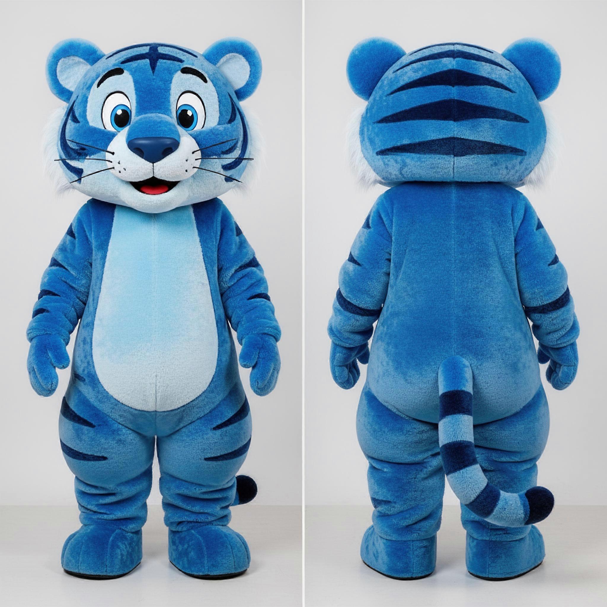 MASTICOT Azure Blue Velvety Tiger Mascot