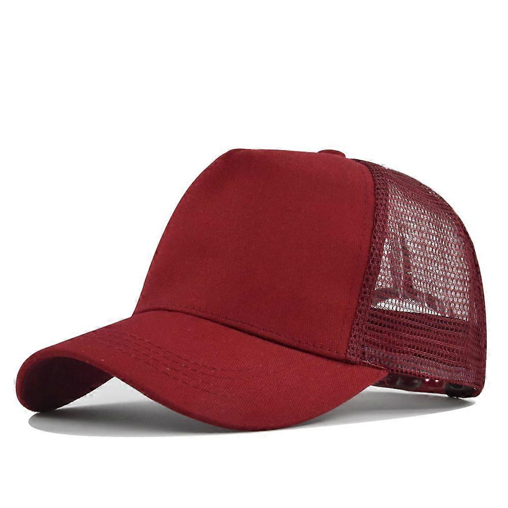 Caps Baseball cap Solid color Mesh cap Breathable - wine