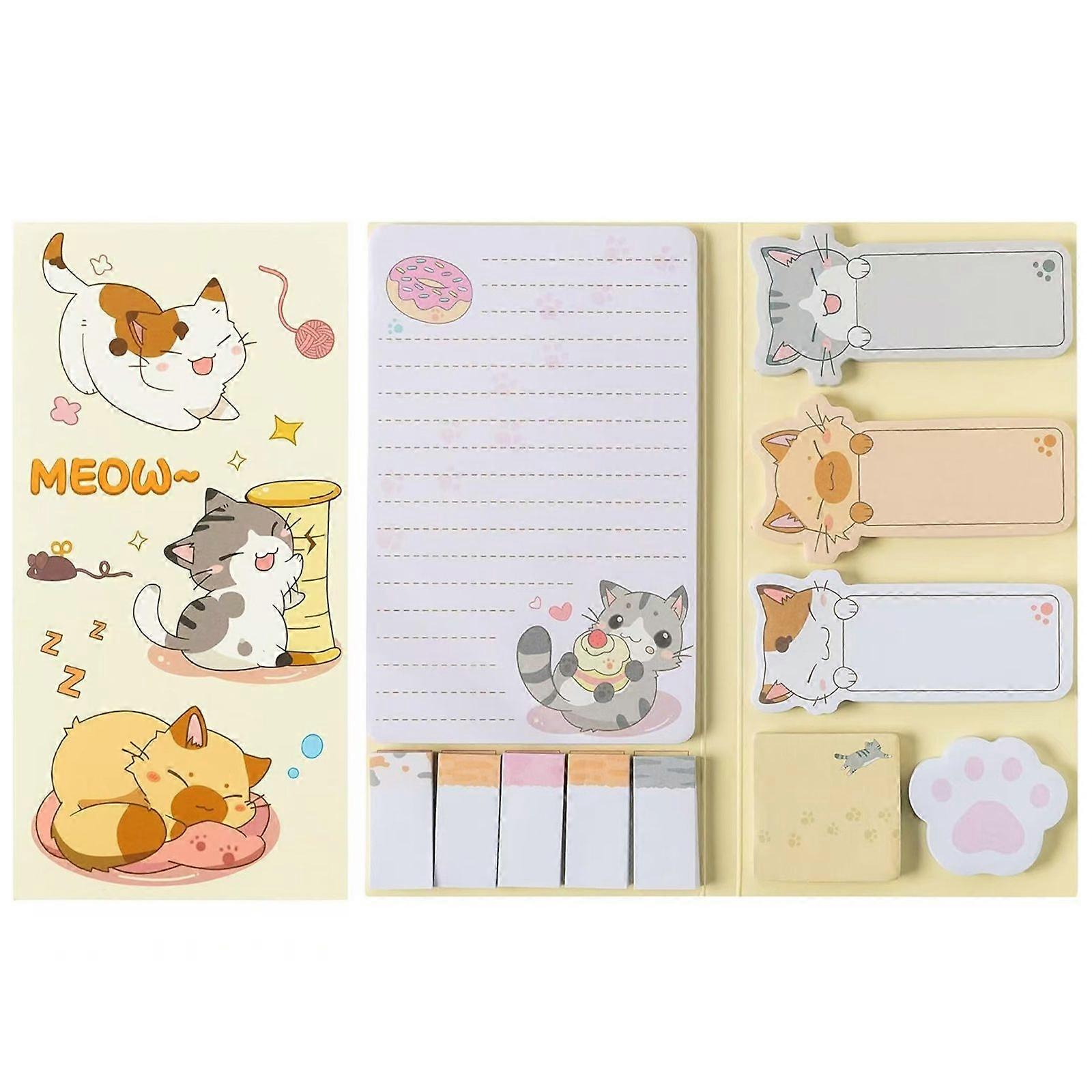 Cartoon Cat Notepad Set Self-Adhesive Divider Labels