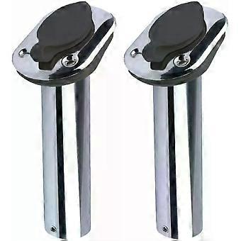 2X Edelstahl-Flush-Mount-Boots-Angelrutenhalter 30-Grad-Rutenkapsel für Marineboot
