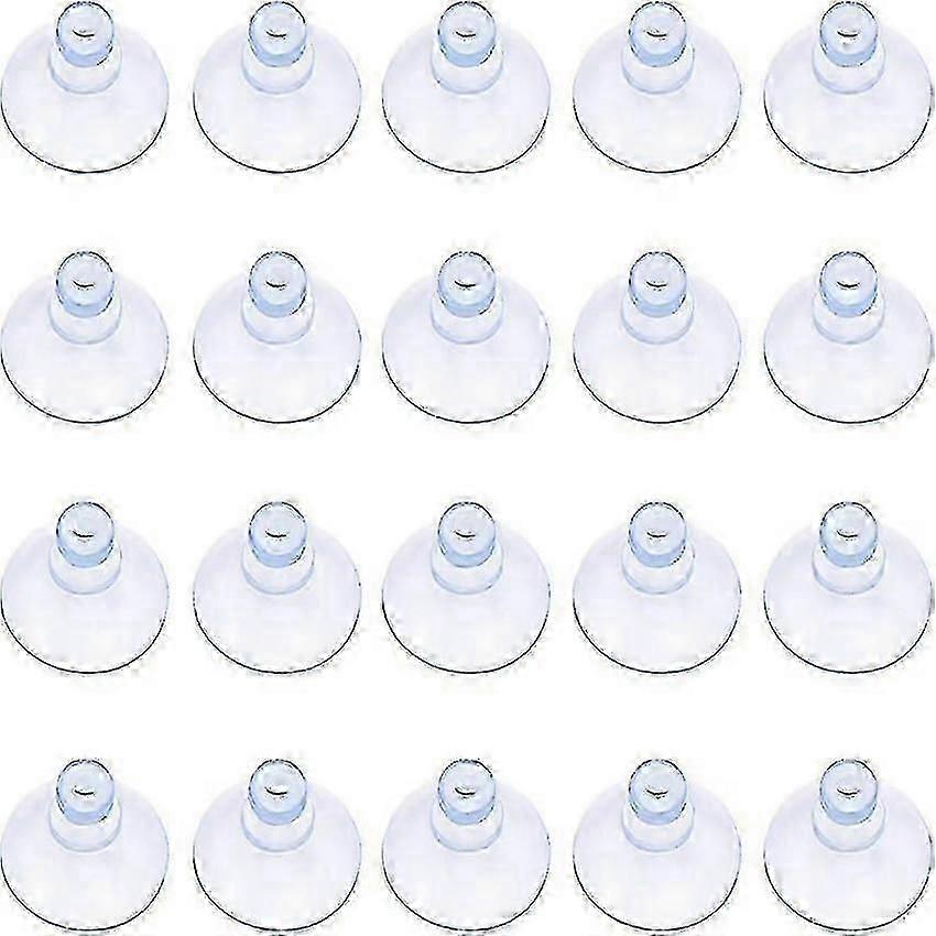 20 small transparent plastic suction cups without hook 20mm pack