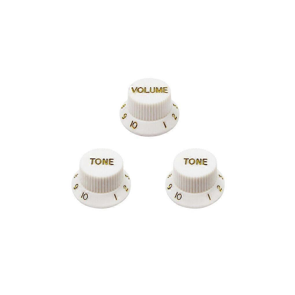White Pickup Covers and Knobs Set for Strat Guitar, SSS Replacement Kit with Switch Tip, Clean White Finish