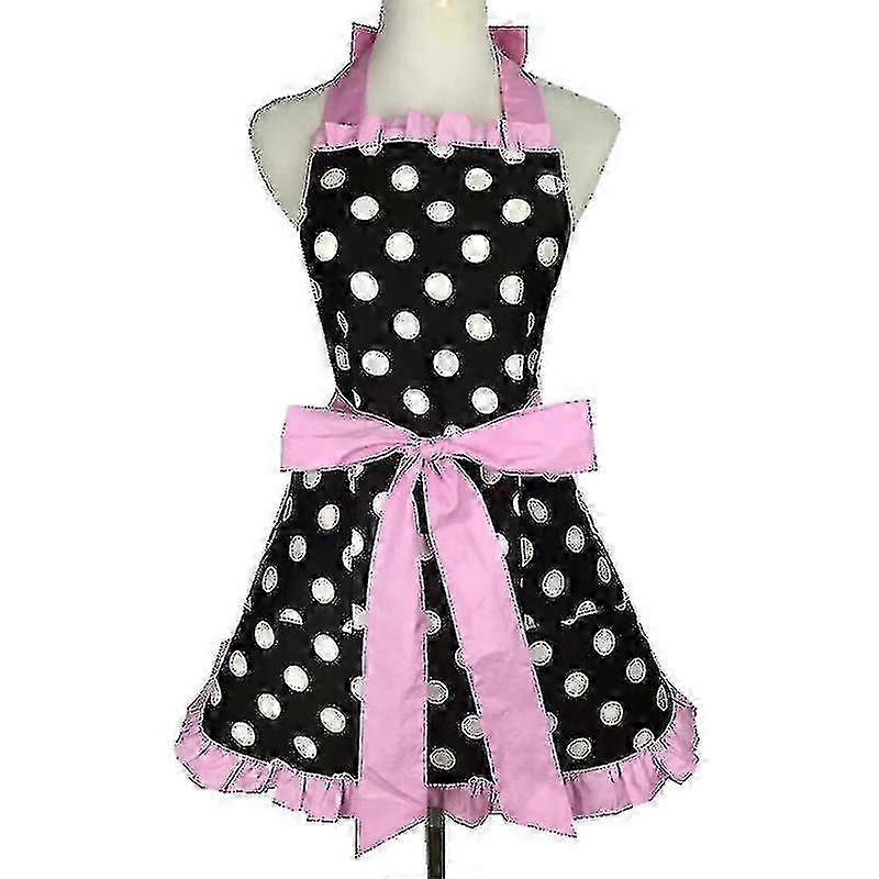 Retro Black Polka Dot Ruffle Apron