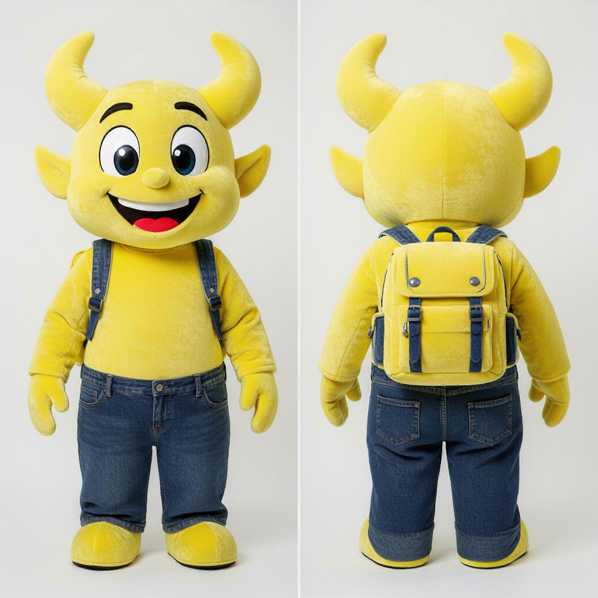 MASTICOT Lemon Yellow Grinning Devil Mascot