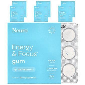 NeuroGum, Energy & Focus Gum, Peppermint, 6 Packs, 9 Pieces Each