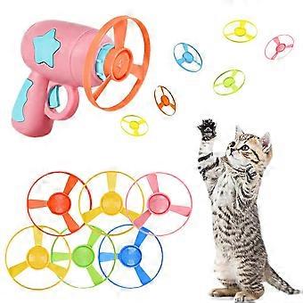 Kattenophaalspeelgoed, huisdierspeelgoed, kleurrijke vliegende propeller met lanceerder