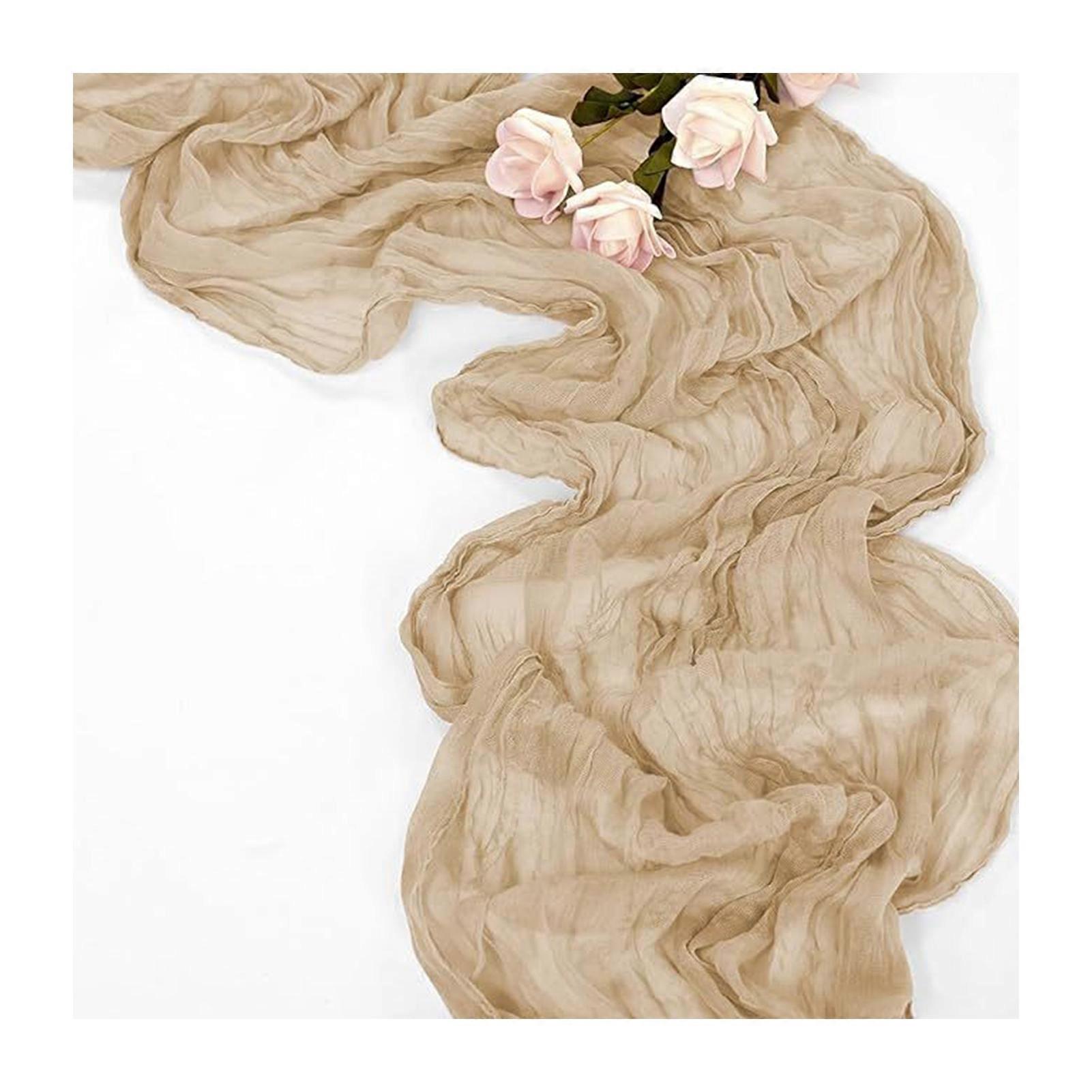 Wrinkled Sheer Long Runner, Boho Cheesecloth Table Runner
