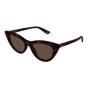 Alexander McQueen AM0577S 002 Full Rim Tortoise Women Cat Eye Sunglasses UV3 Original
