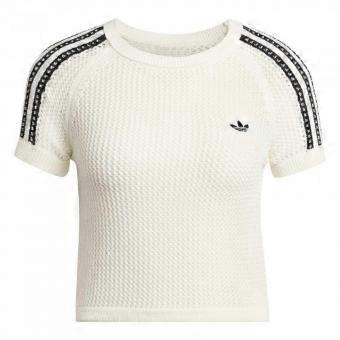 Adidas Womens Knitted Crochet Slim Short-Sleeved Cali T-Shirt