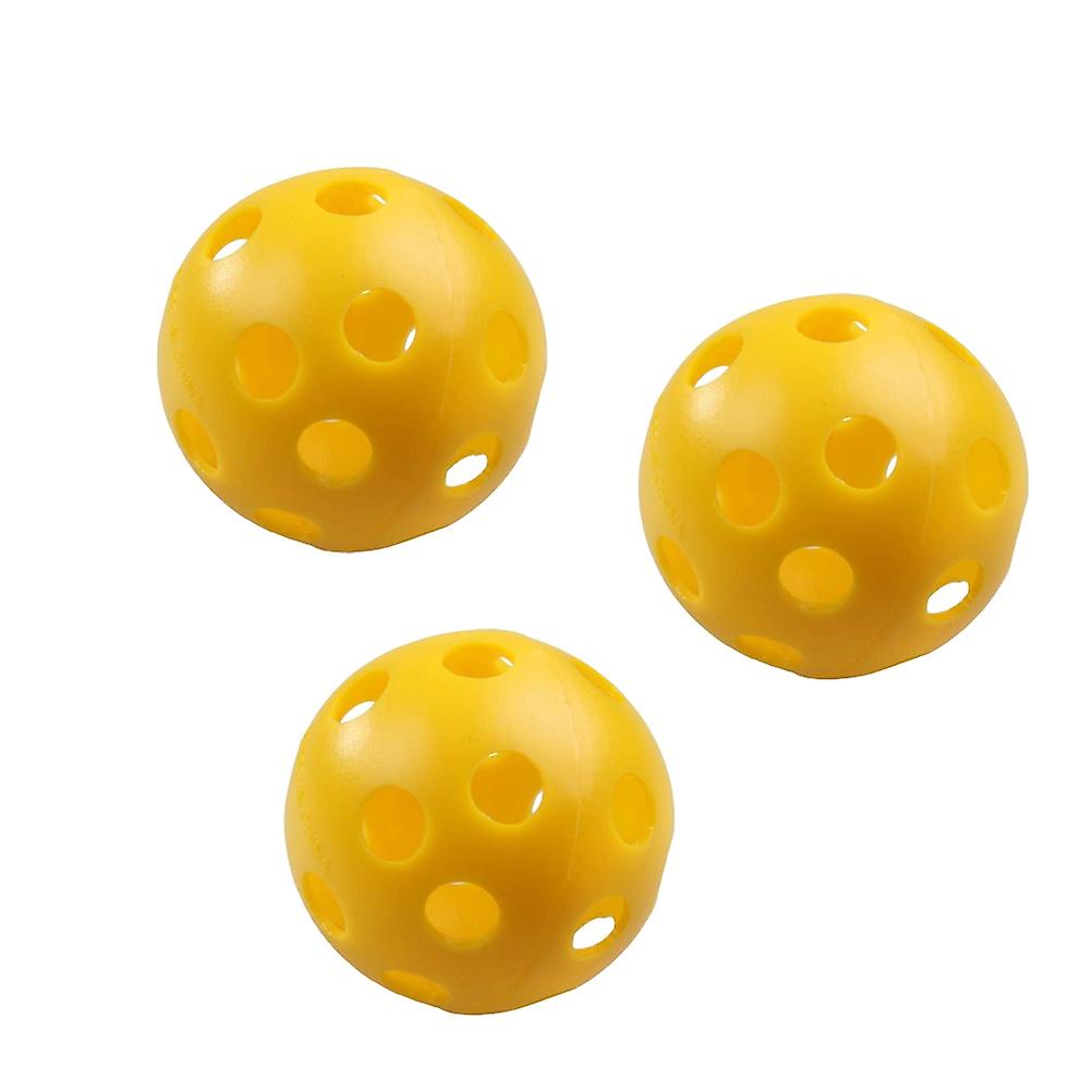 3pcs Air Flow Hollow Balls Plastic Training Balls for Practice (Yellow)