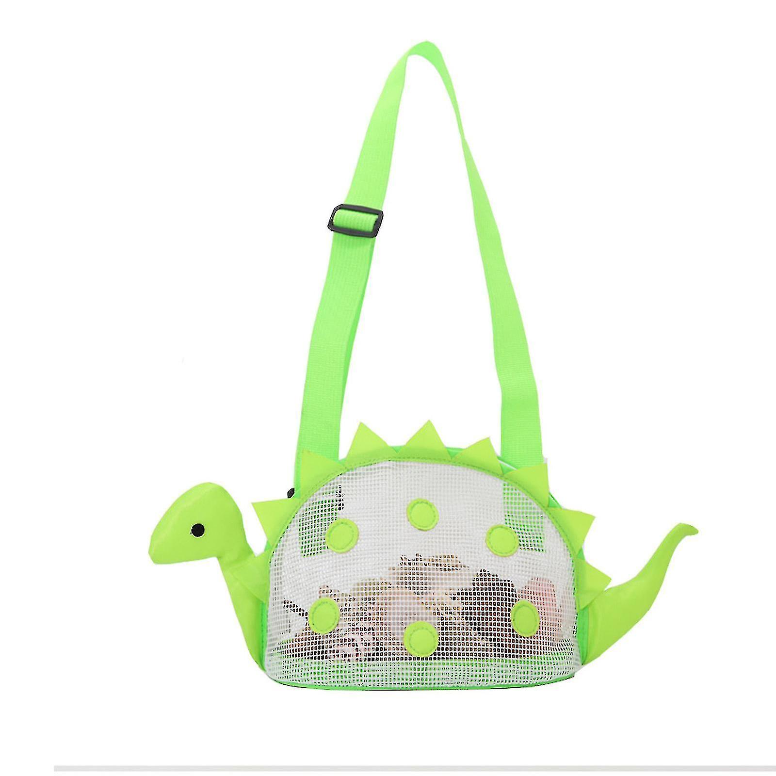 Beach Mesh Bag For Kids, Dinosaur Shaped Shell Collecting Bag With Adjustable Carrying Straps