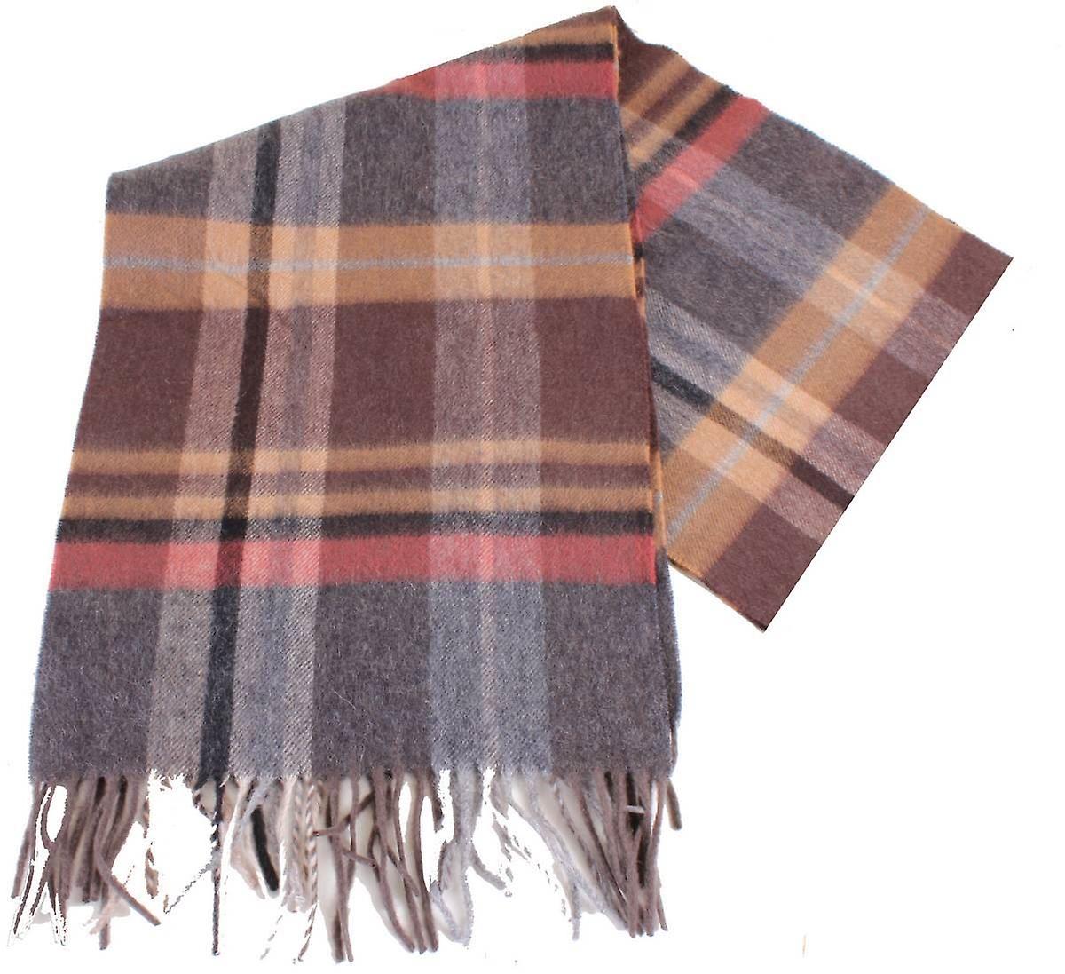 Bassin and Brown Cruyff Checked Wool Scarf - Brown/Chocolate