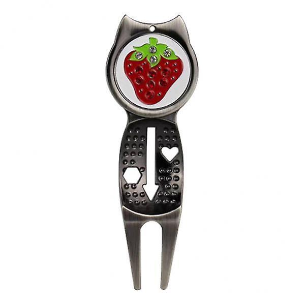 2x3 in 1 Golf Divot Repair Fork Ball Marker Line Marker Alignment Tools Red