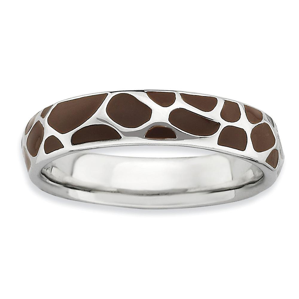925 Sterling Silver Stackable Polished Enameled Animal Print Ring Stackable Ring for Women - Ring Size: 5 to 10