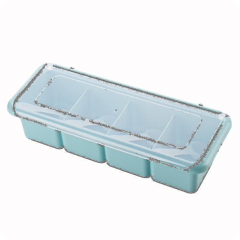 Seasoning Box Condiment Storage Container Rack Spice Jar 4 Cells With Spoon Spice Box Seasoning Box Condiment Storage Container