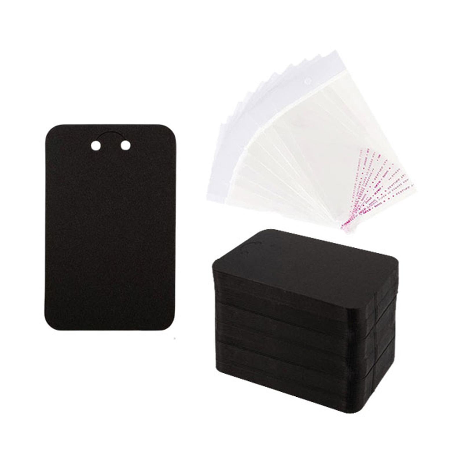 100Pcs Keychain Display Cards with Self Sealing Bags 3''X4.7'' Price Tags Black
