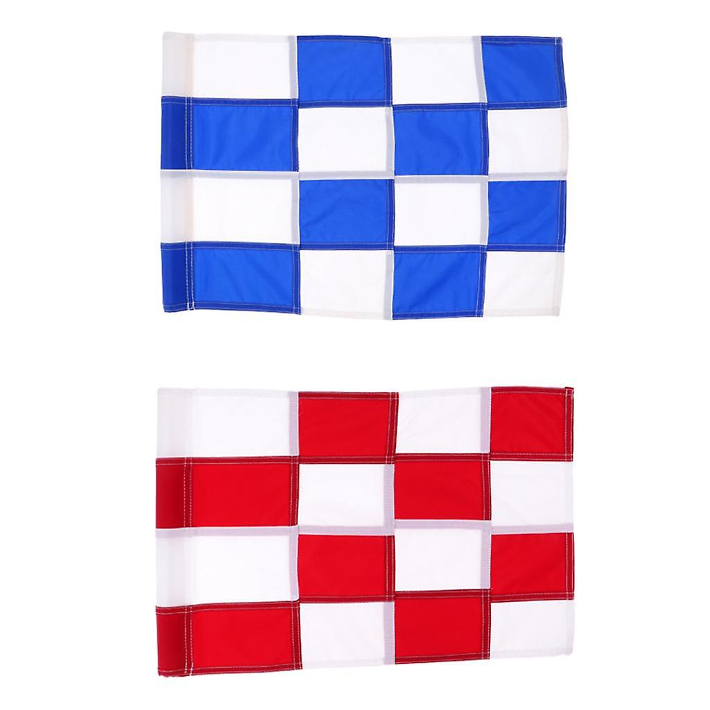 2 Pieces Golf Hole Pole Cup Flag Practice Putting Green Flags Blue & Red