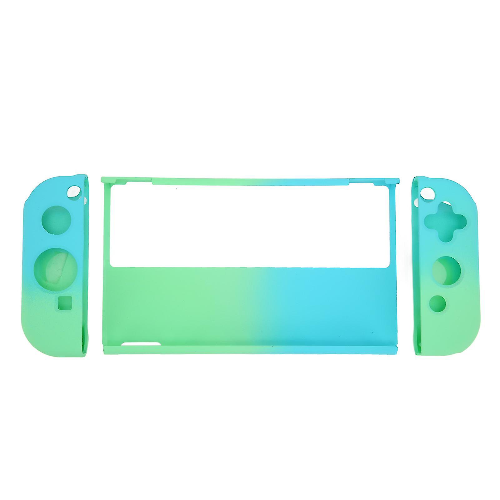 Game Console Cover Case Gradient Ergonomic Grip Game Console Silicone Protective Case for Switch OLED Blue Green