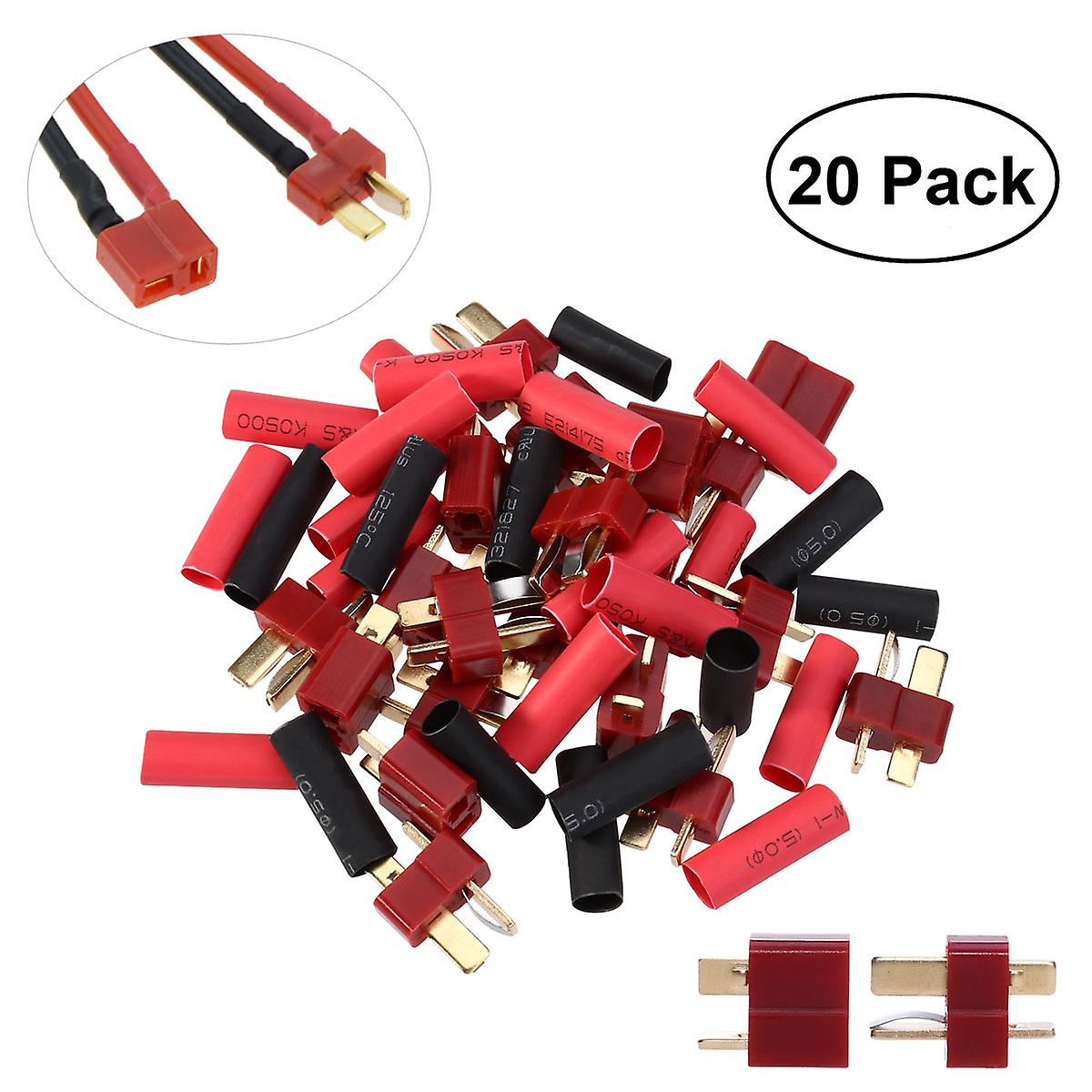 UEETEK 10 ζεύγη Ultra T-Plug συνδετήρες Deans στυλ αρσενικό και θηλυκό με 20pcs συρρικνώνεται σωλήνωση για RC LiPo μπαταρία