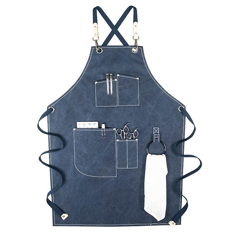 Chef Apron Cotton Canvas for Cross Back Adjustable Apron with Cooking Baking Bib Apron Adjustable Strap and Large Pocket