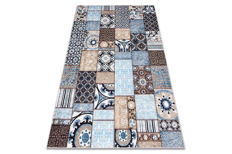 MIRO 51913.802 prací koberec Patchwork protiskluzový - modrý / hnědý