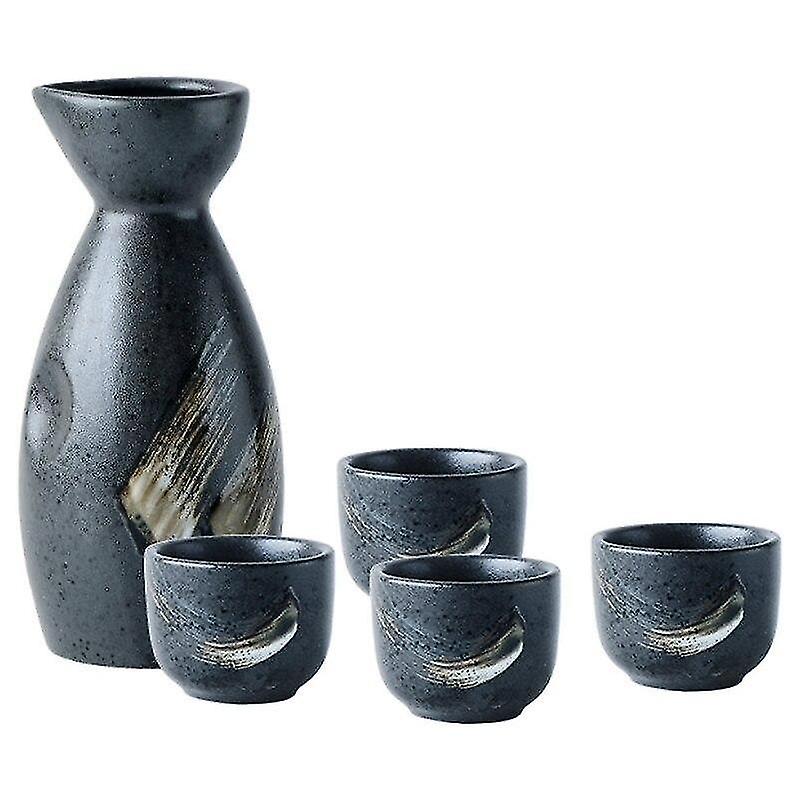 Decanters Hand Painted Ceramic Sake Wine Set 35 170ml Frosted Hand Feeling 1 Hip Flask 4 Cup