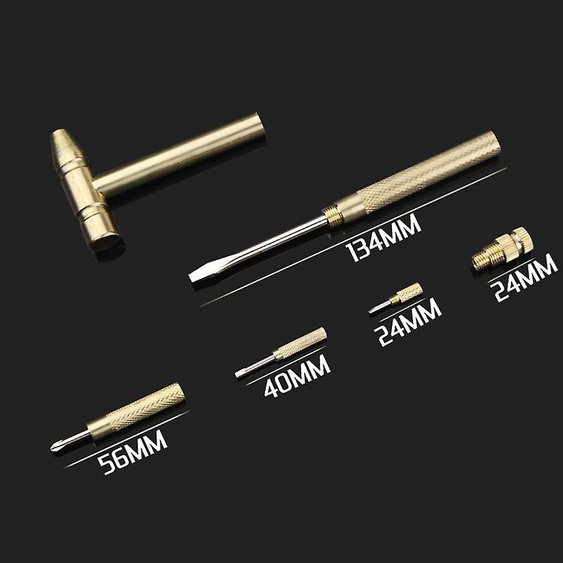 Copper Hammer 5 In 1 Multifunctional Hammer Built-in Small Screwdriver Indoor Outdoor Mini Tool New