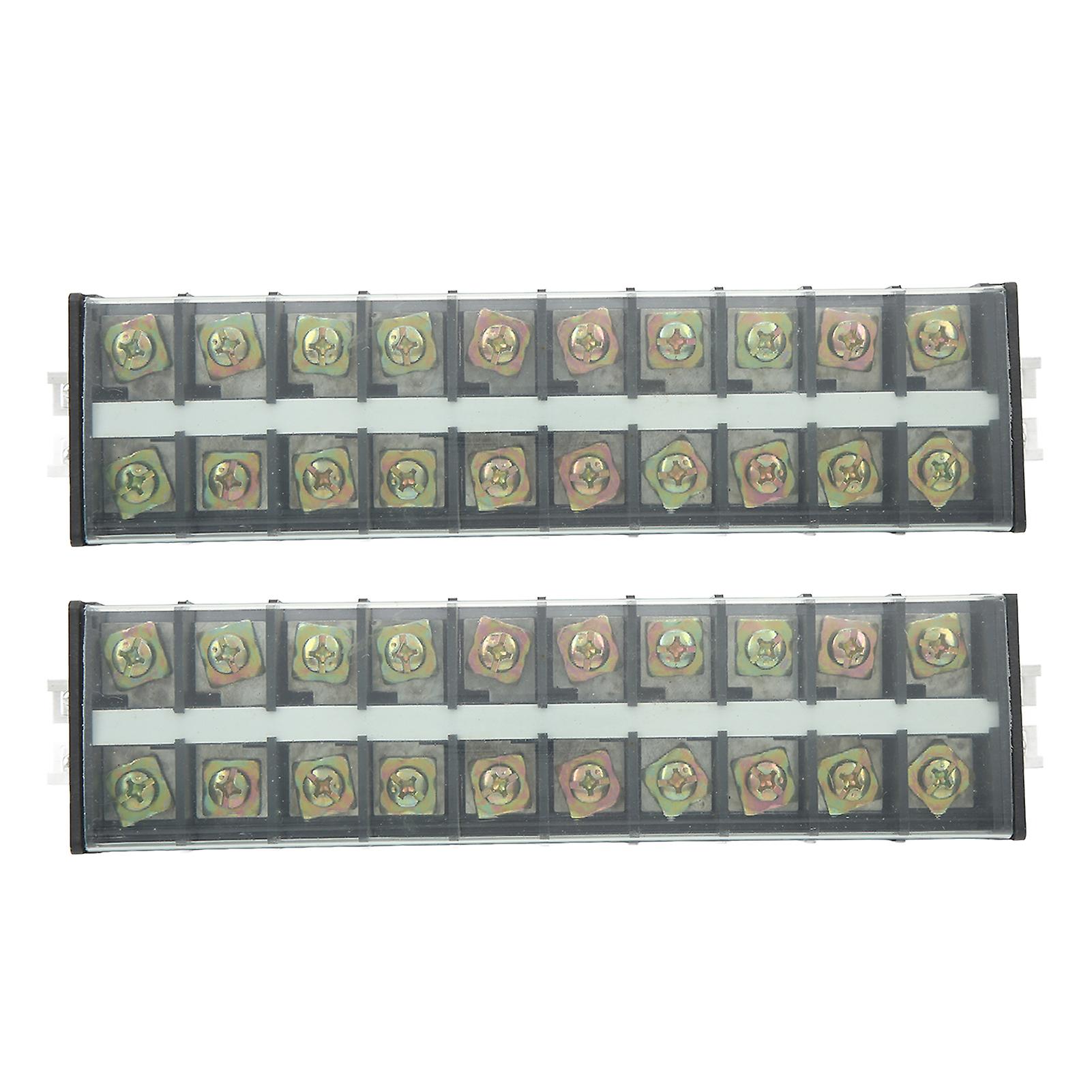 2pcs Double Row Terminal Strip 660V 100A Wire Barrier Block for Power Distribution System 10 Positions
