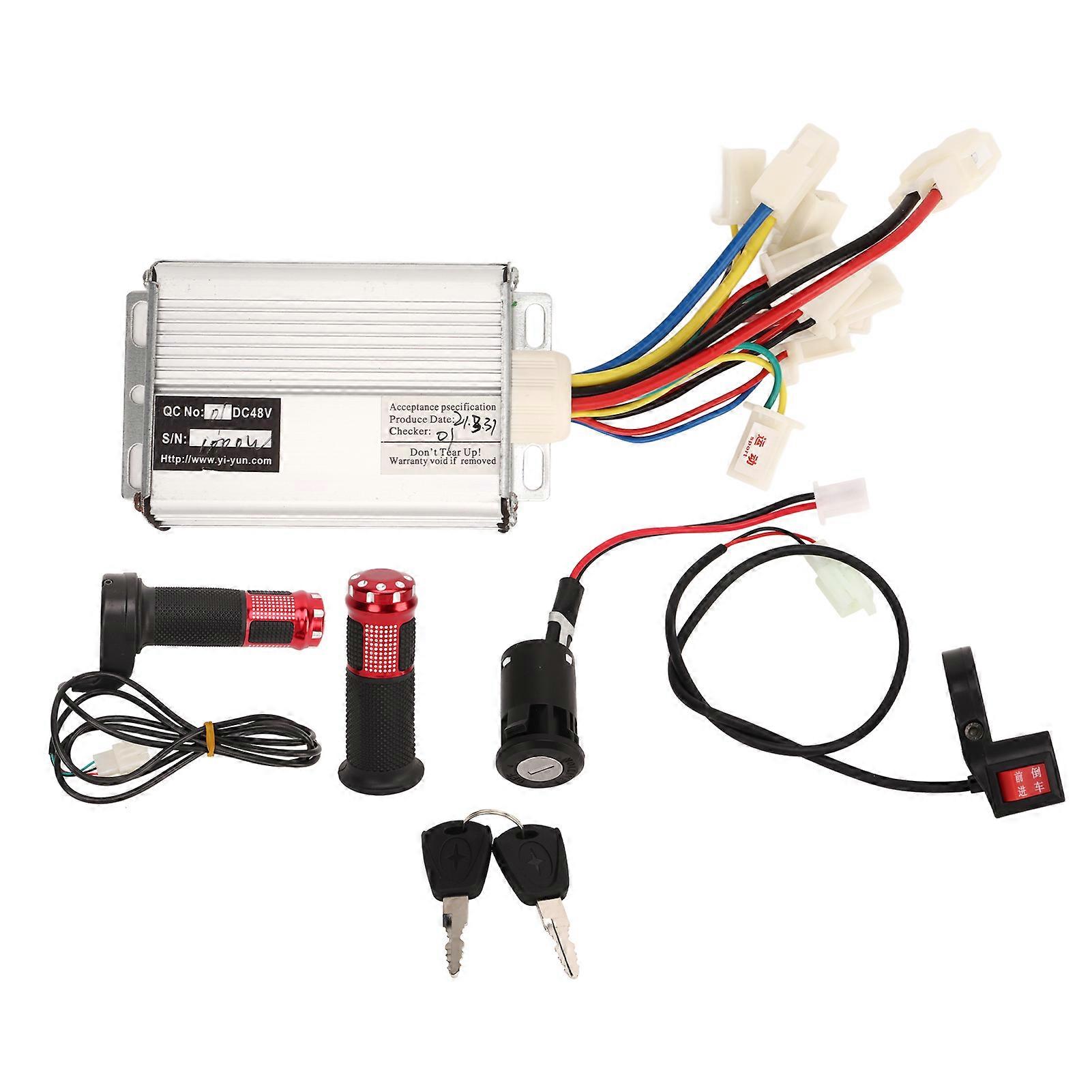48V 1000W Motor Brushed Speed Controller Electric Bike Modification Kit with Locking Throttle Twist Grip for Electric Tricycle Motorcycle