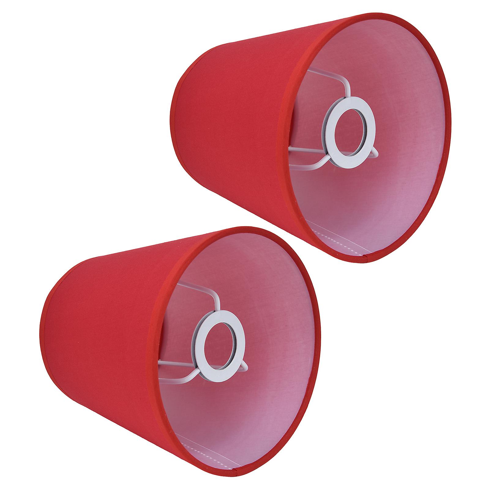 2Pcs Indoor Lamp Shade European Style Fabric Lampshade for E14 Chandelier Table Lamp Floor LampPX16 Red 