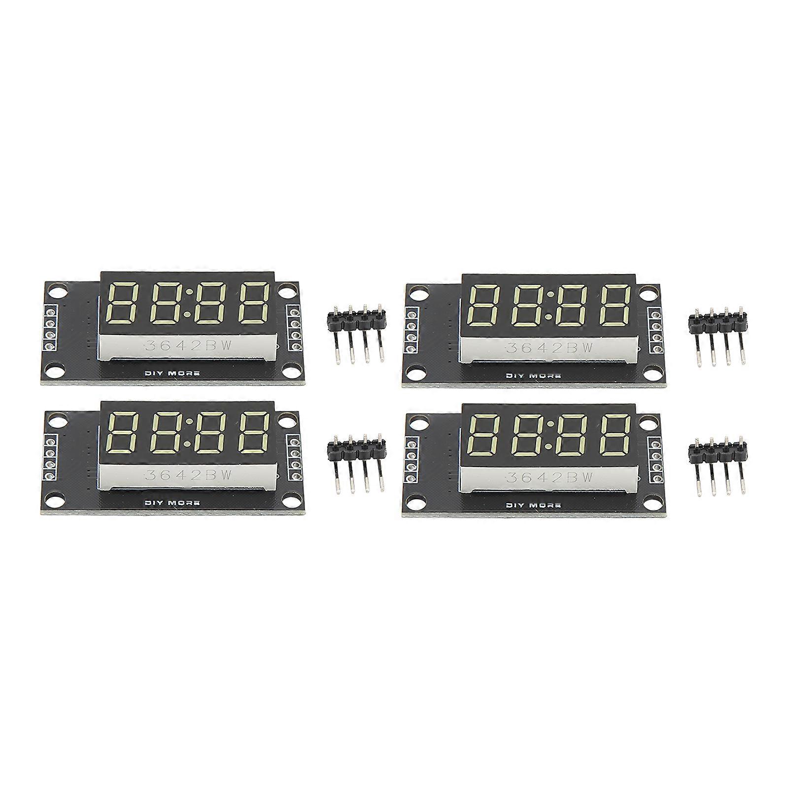 4 Sets Digital Tube Display Module LED 4 Digit 7 Segment 0.36in TM1637 Drive Chip Clear Display Easy to Install(White (MRA110F))