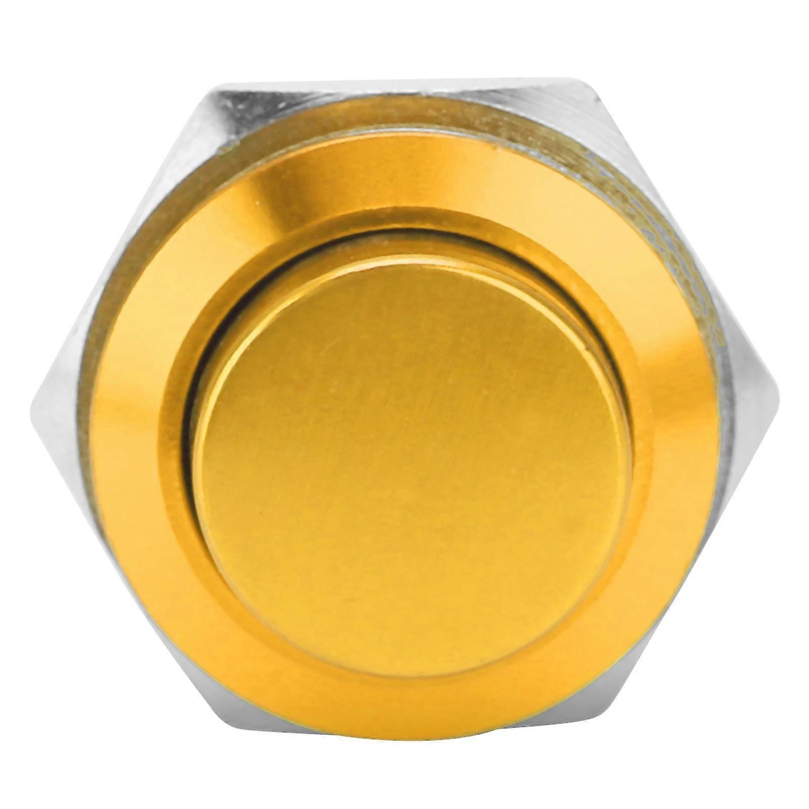 Waterproof 16mm 220V Stainless Steel Self Reset Normally Open Metal Push Button Switch (Yellow)