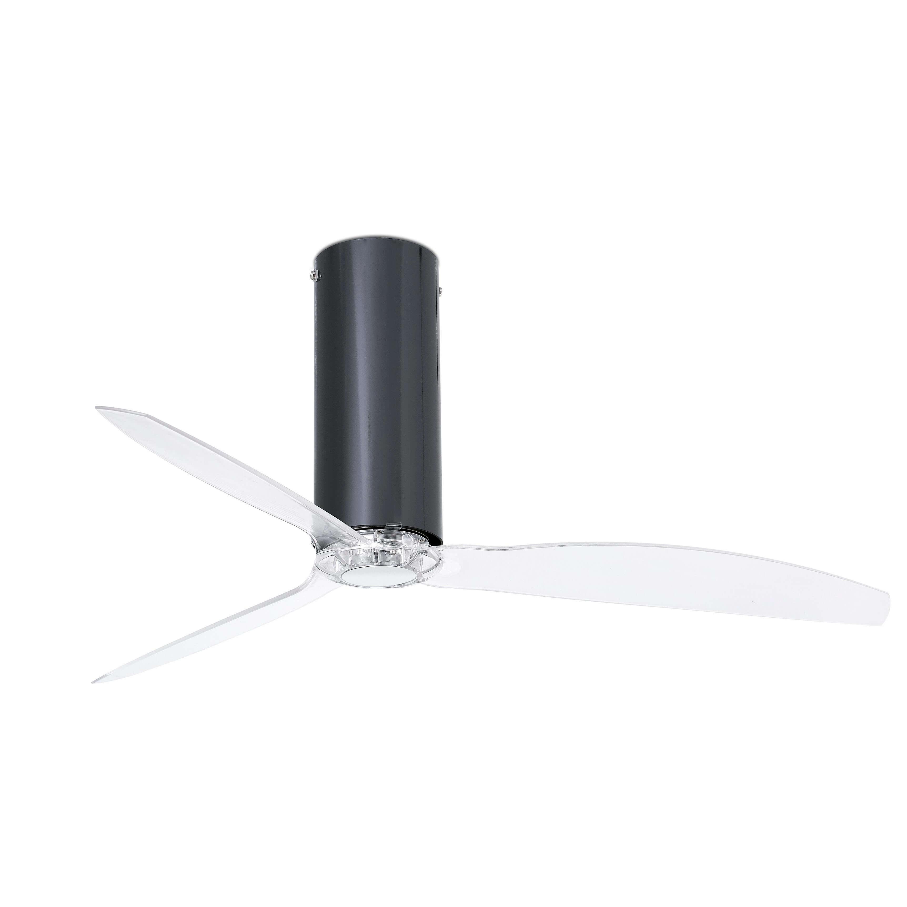 DC ceiling fan Tube Gloss Black / Clear with remote