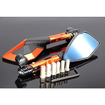 Veeki Short Mirror Motorcycle Handlebar Rearview Mirror - Wide Angle Handlebar End Side Rearview Mirror - Orange (One Pair)