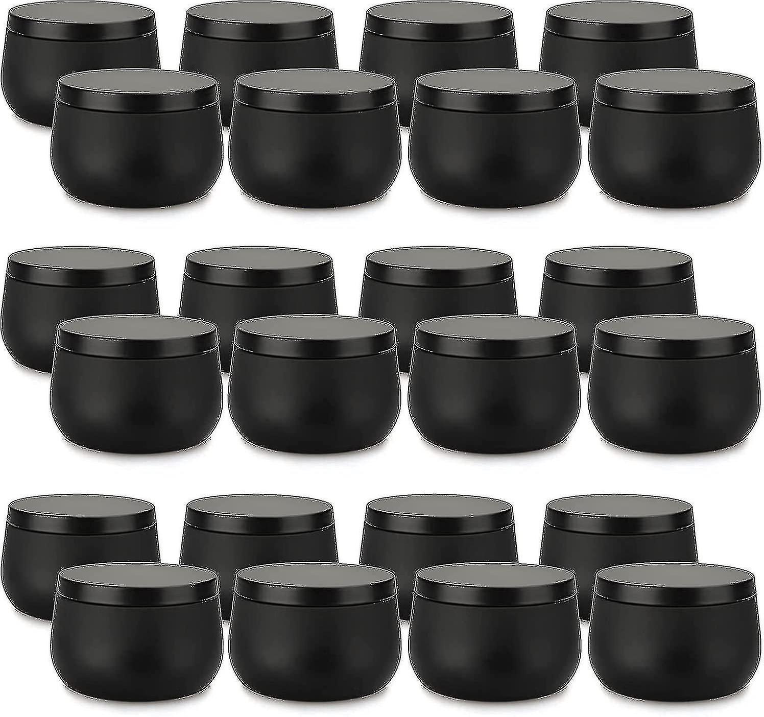 24-Piece Black Candle Tin Containers with Lids