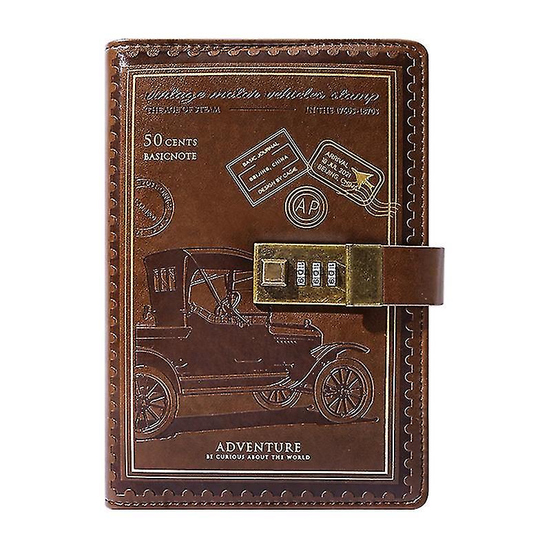 Pu Imitation Leather Notebook With Lock Notepad Diary
