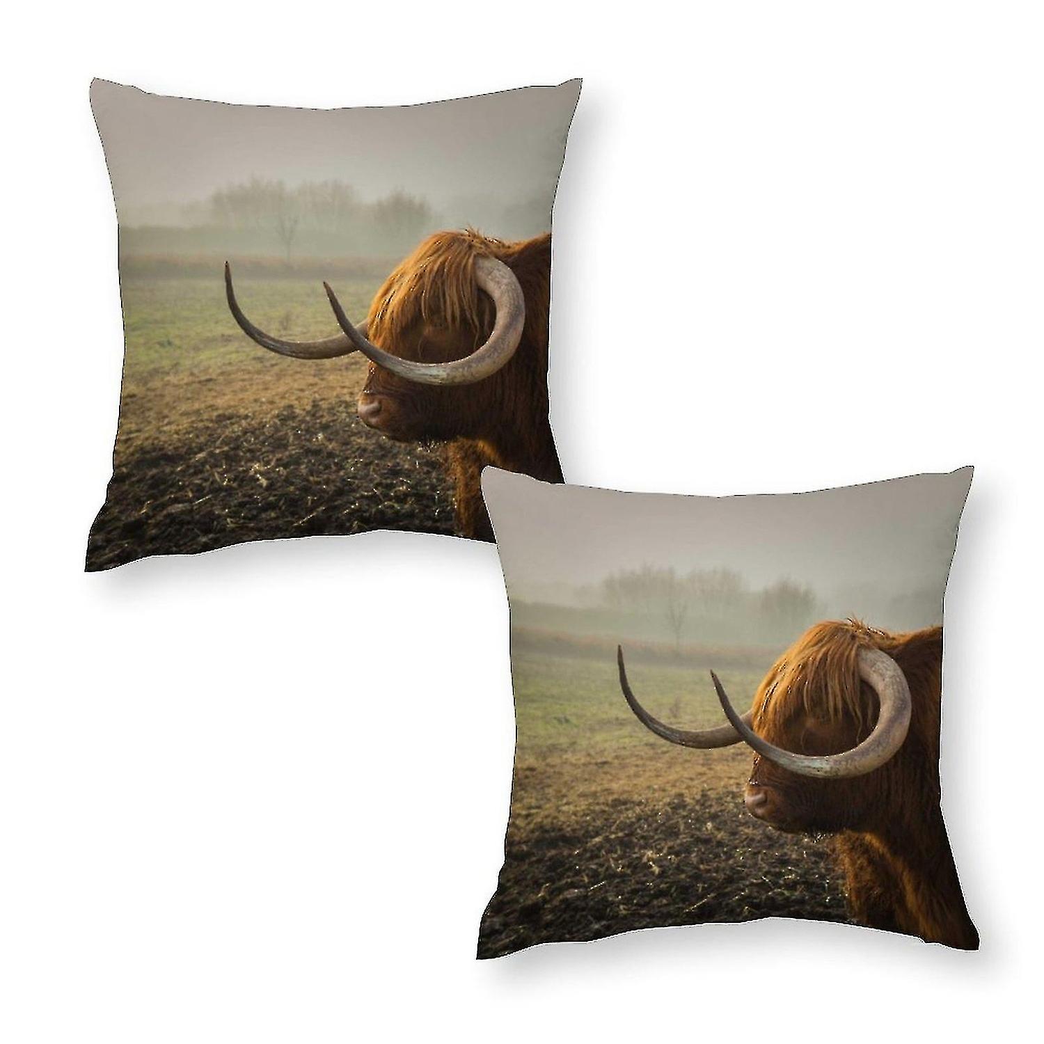 Bison standing in the grass printed pillowcase