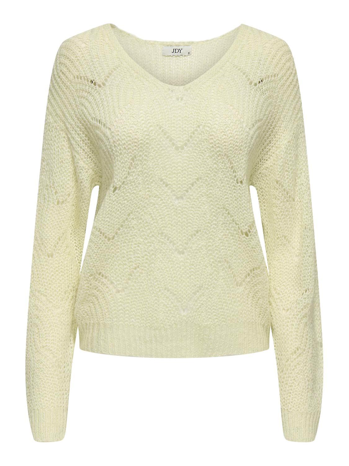 JDY Damen Strickpullover V-Ausschnitt Langarm tiefe Schultern modisch bequem
