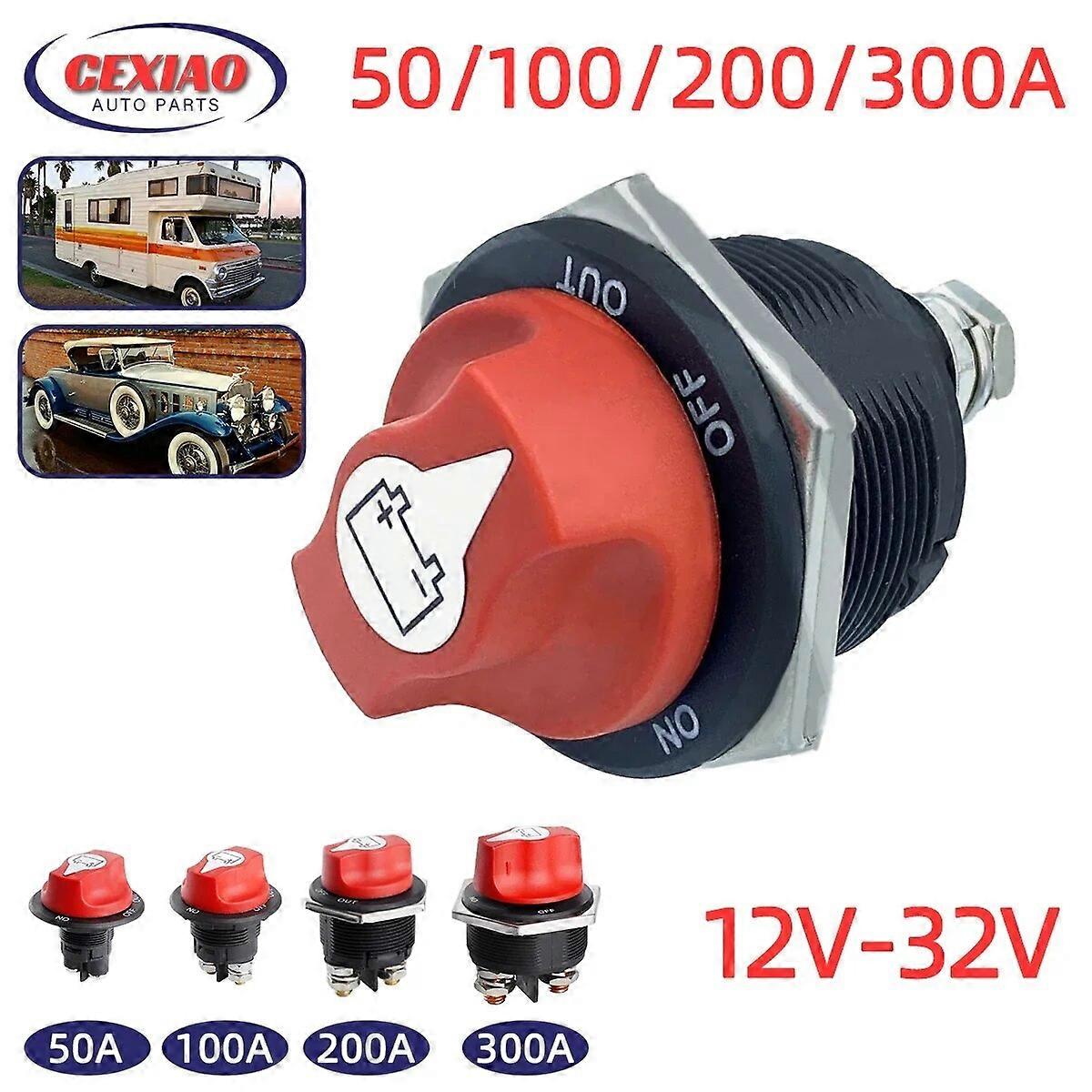 Car Battery Disconnect Switch Cut the Power 50A 100A 200A 300A DC 12V 24V 32V Cut Off Rally Switch For Car Motorcycle Truck Boat FN9U3842