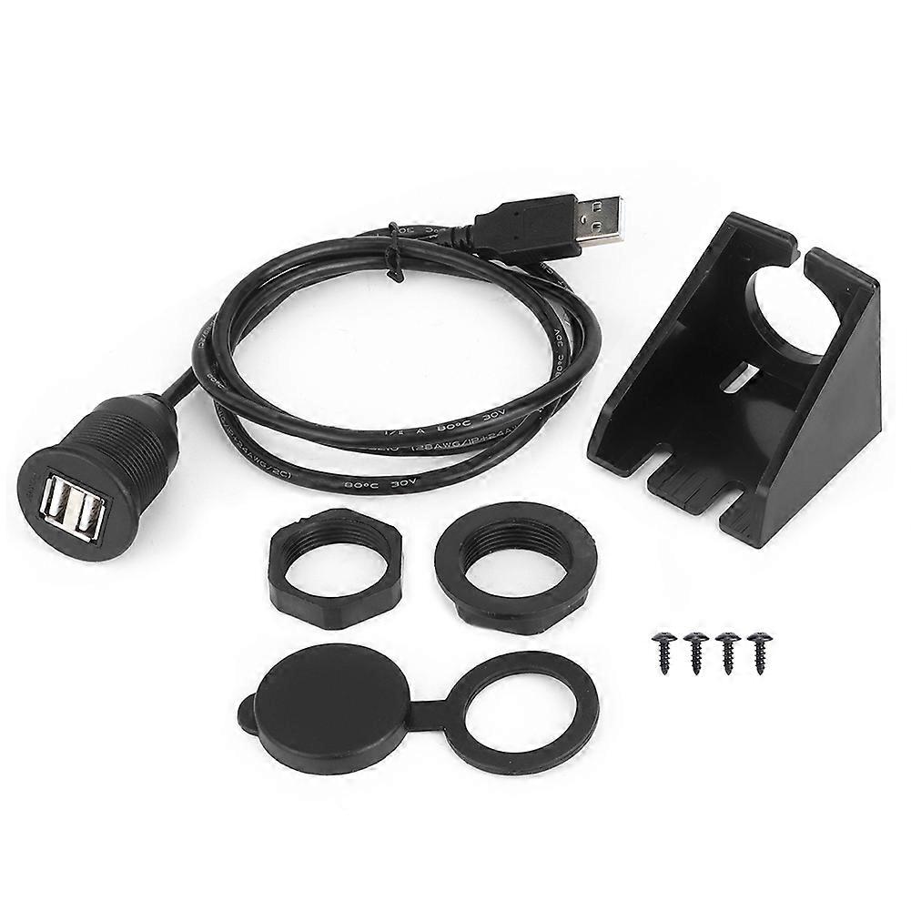 USB2.0 1 Male to 2 Female Data Cable Waterproof Dashboard Adapter Line for Car Motorcycle E2U811