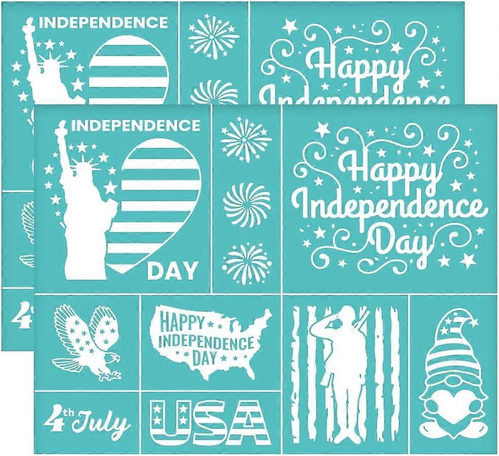 2Pcs Happy Independence Day Self-Adhesive Silk Screen Printing Stencil Independence Day Theme Silk Screen