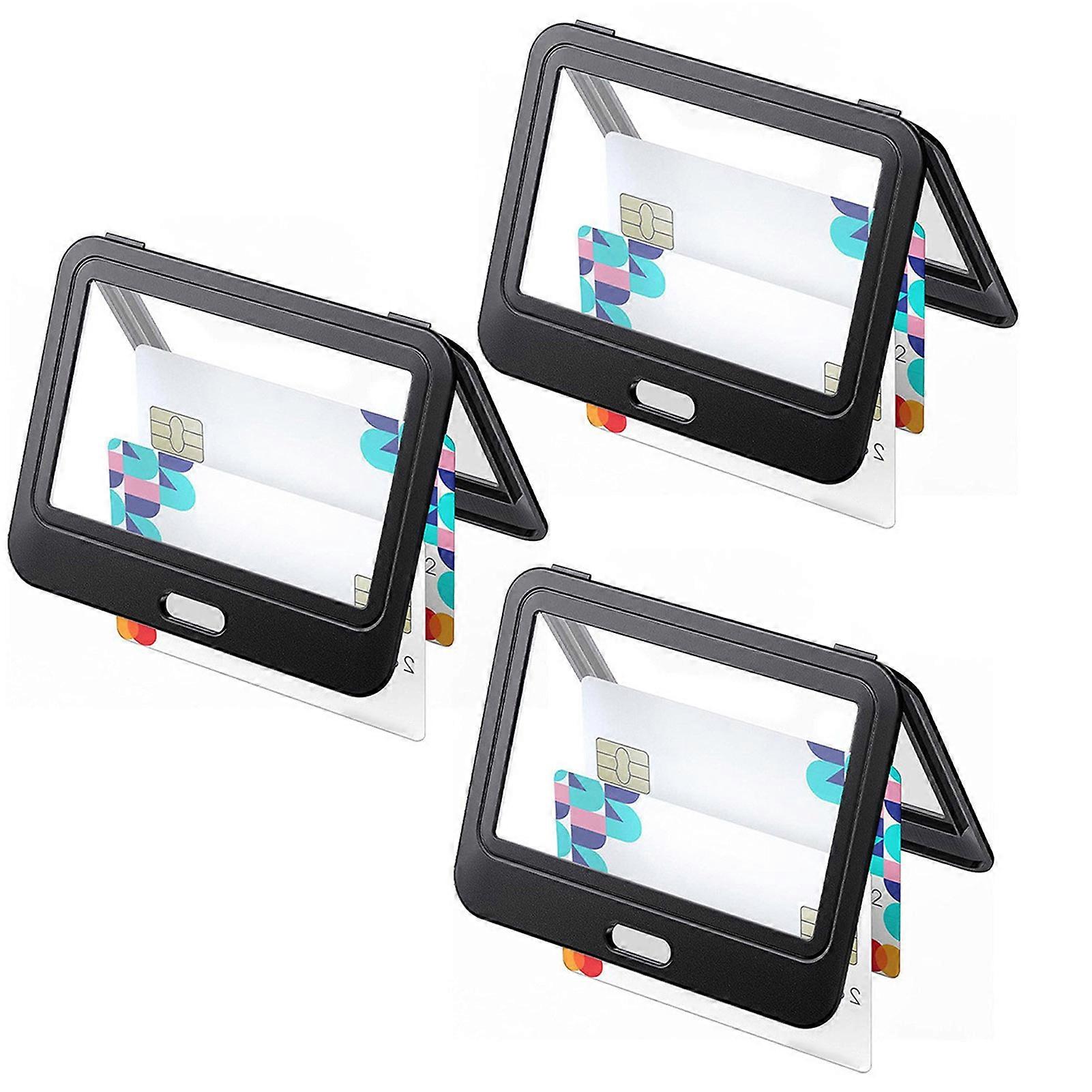 3Pcs ID Badge Holder with Double-Sided Windows Horizontal Hard Transparent Plastic Case Office ID Card Protector