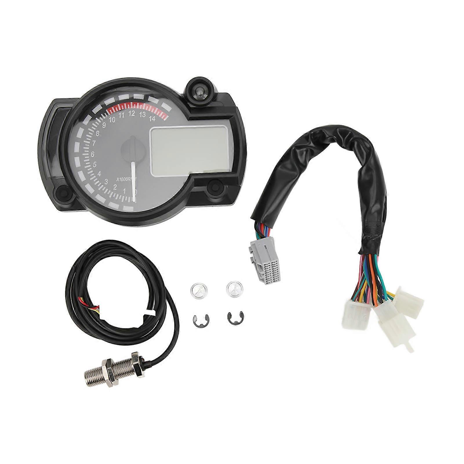 Motorcycle Speedometer Odograph 15000 R/min LCD Display Adjustable Universal for 12V Cars RVs