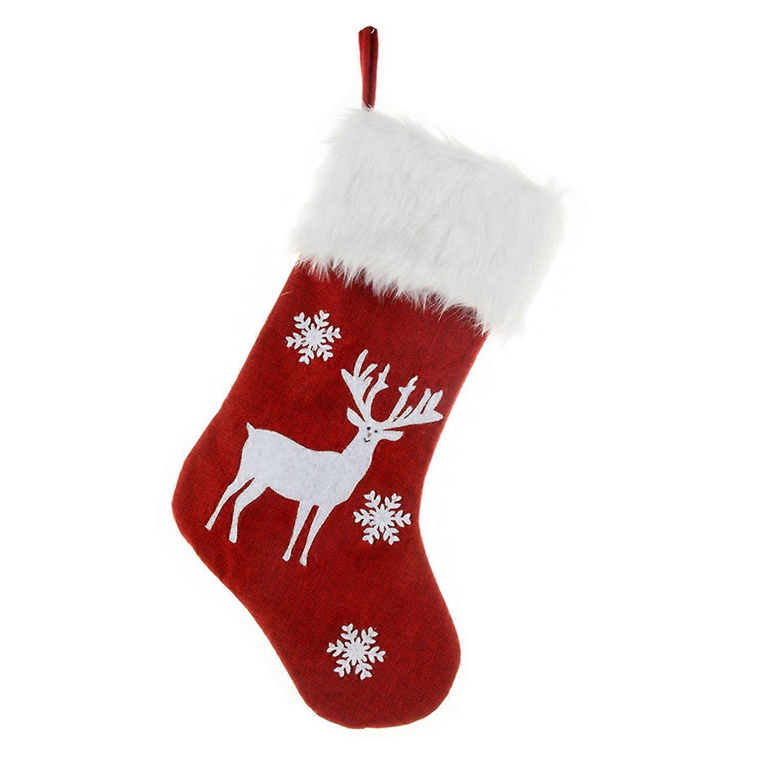 Christmas Tree Santa Claus Snowman Snowflake Pattern Christmas Stocking Plush Lining Glowing
