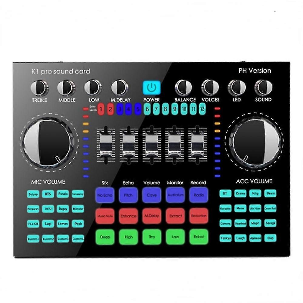K1 Live Sound Card Przenośna karta dźwiękowa Bluetooth Profession Regulowana głośność audio dla Music Recor
