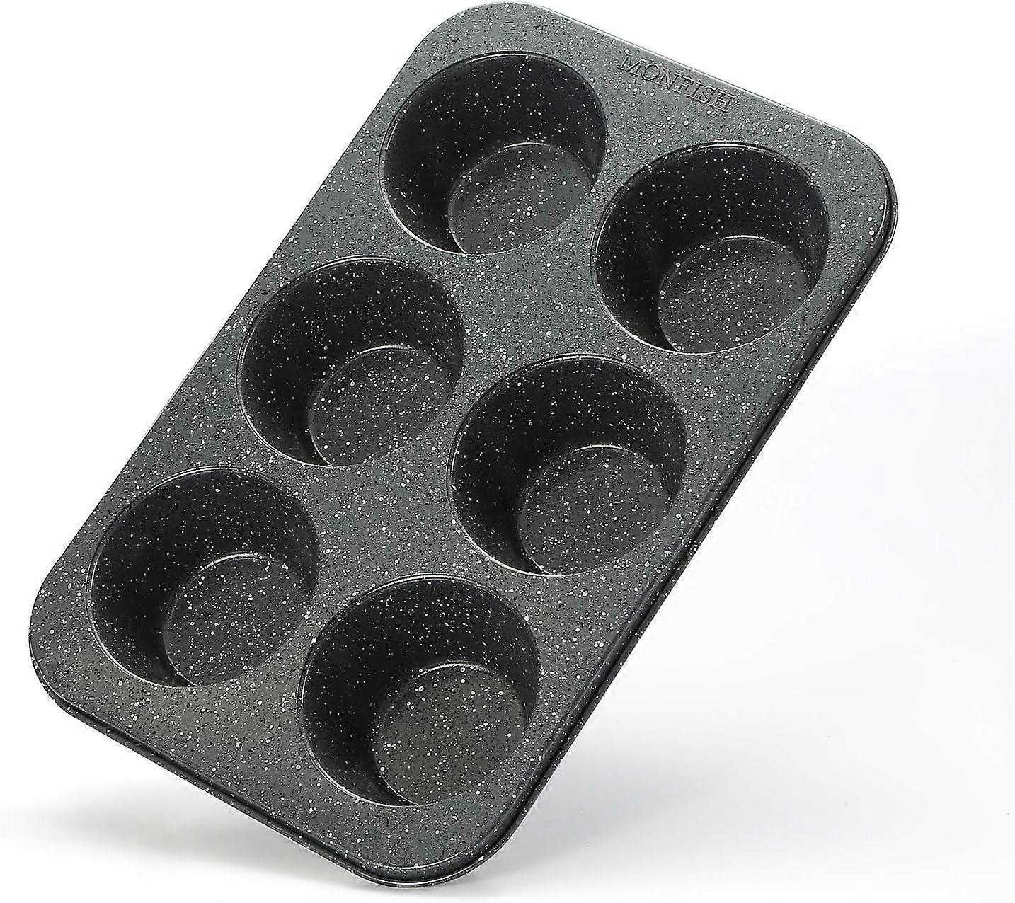 Tizzy Giant Muffinspande 6 Hulrum Muffinpande Non-Stick Belagt Muffinpande Sort Granitfinish