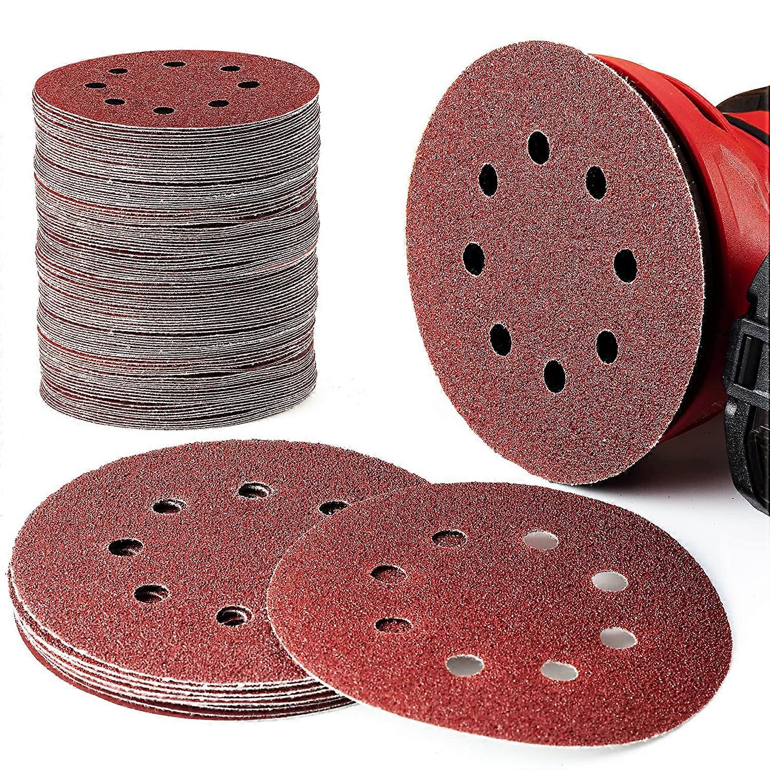 125Mm Sanding Discs, 180 Pieces Sanding Discs With 8 Holes, 40/60/80/120/180/240/320/400/600/1000/1500/2000 Grit For Random Orbital Sander