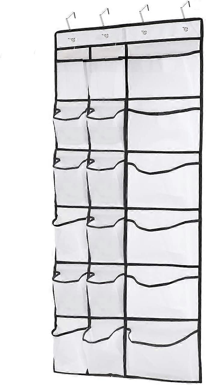 Over The Door Shoe Organizers, 12 Mesh Pockets + 6 Large Mesh Storage Various Compartments Hanging Shoe Holder Collection with 4 Hooks Shoes Organizer