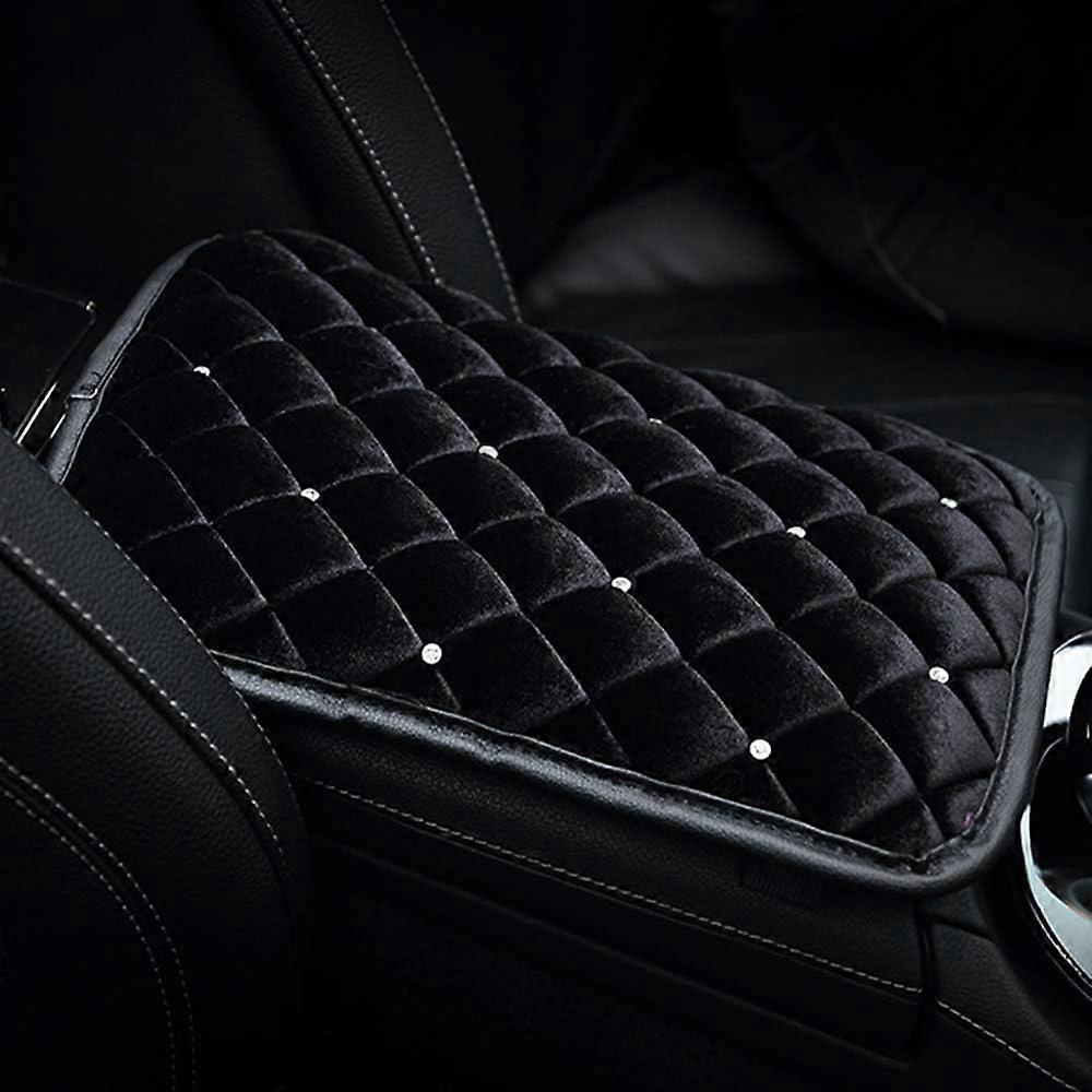Bling Bling Auto Armrest Console Cushion, Soft Plush Luster Crystal Arm Rest Padding Protective Case