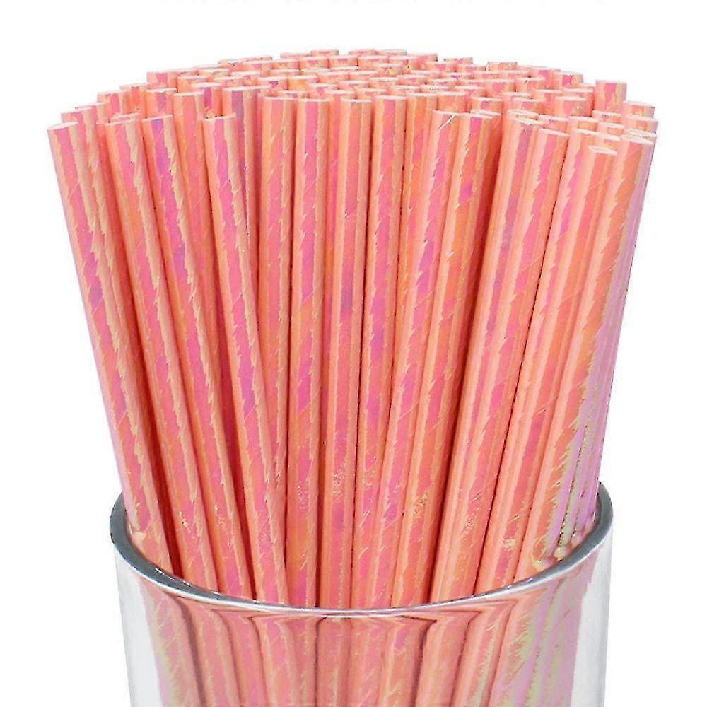 iridescent disposable drinking party paper straws drinking paper straws100pcs